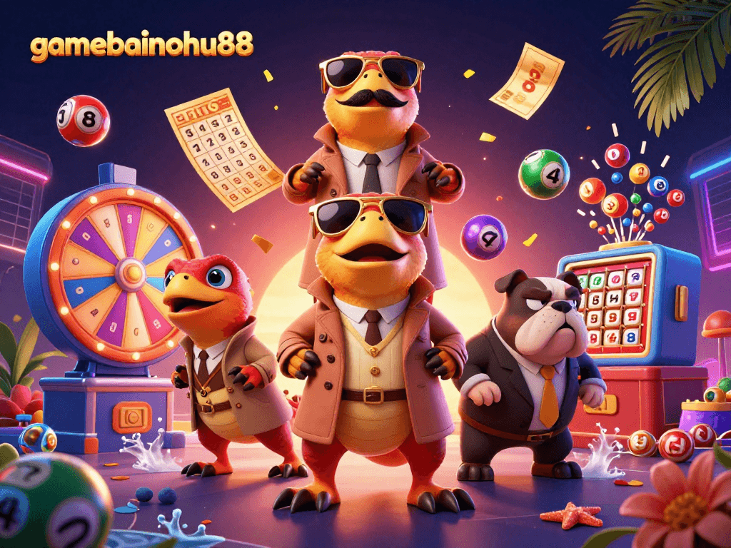 Engage in thrilling gameplay at gamebainohu88 with colorful lottery elements and dynamic characters.