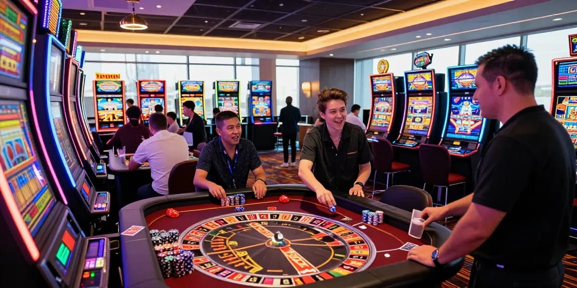 Experience the excitement of lucky77 at a lively casino with engaging players and vibrant games.