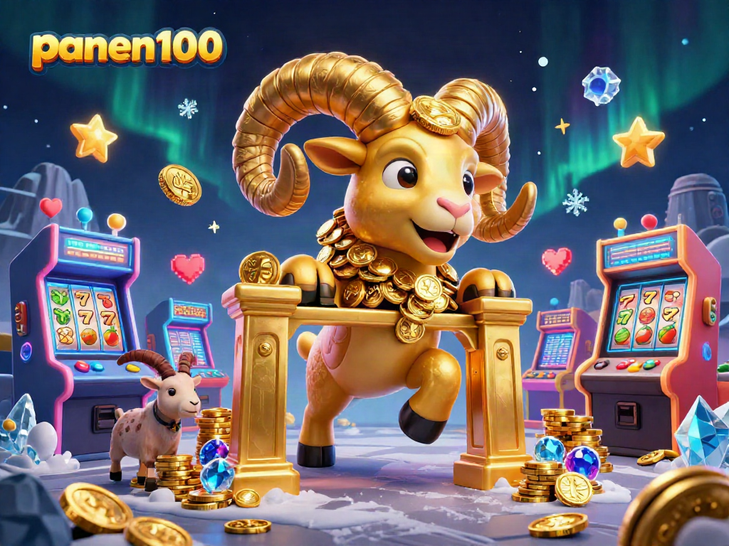 Experience thrilling gameplay at panen100 with arcade machines, golden ram, and dynamic casino elements.