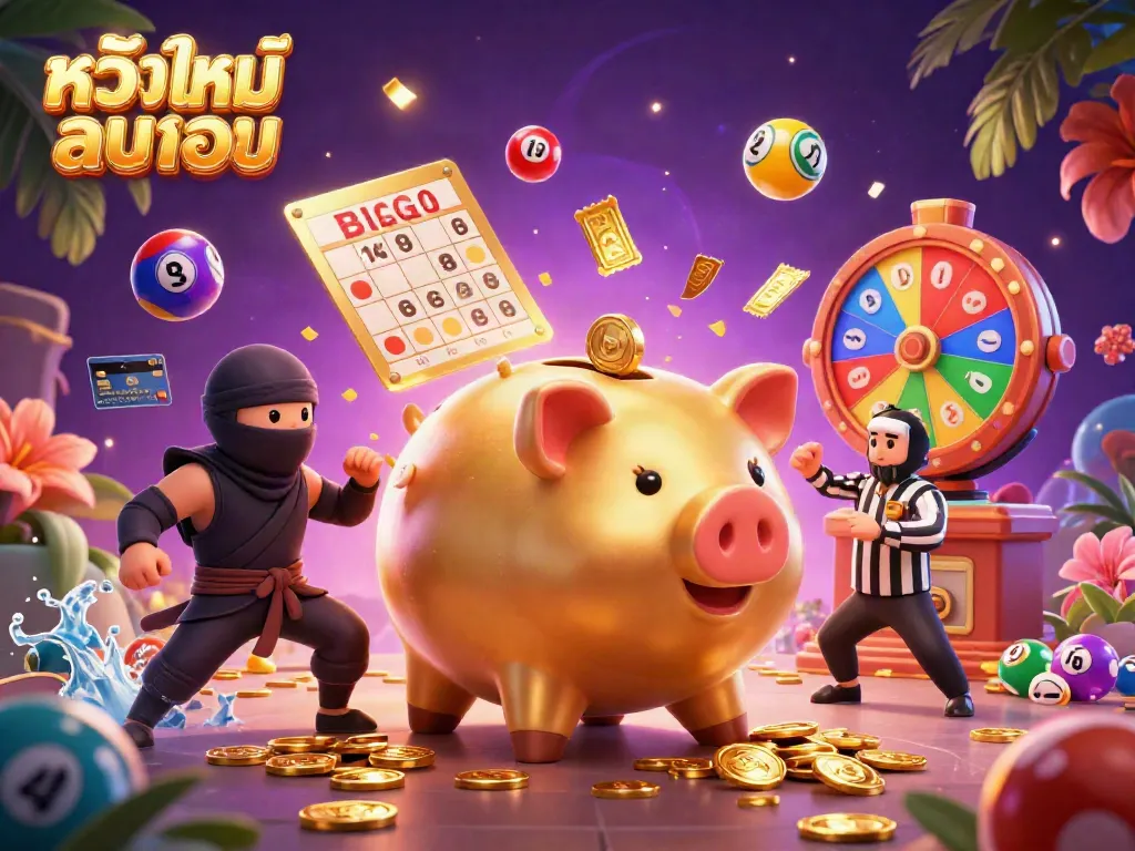 Discover thrilling หนังใหม่ชนโรง action with a dynamic scene featuring animated casino symbols and characters.