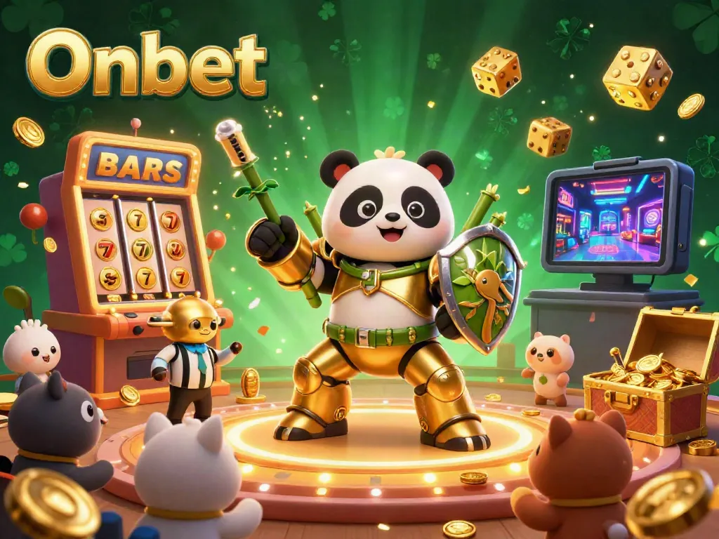Experience the excitement at Onbet with a vibrant panda mecha and thrilling casino elements.