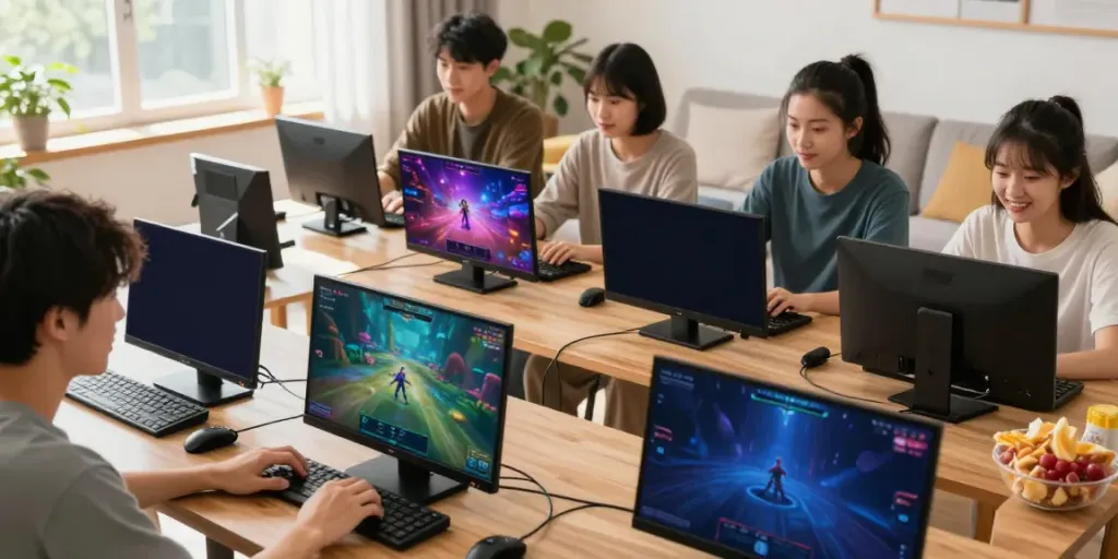 Players enjoying yono games in a bright, lively atmosphere.
