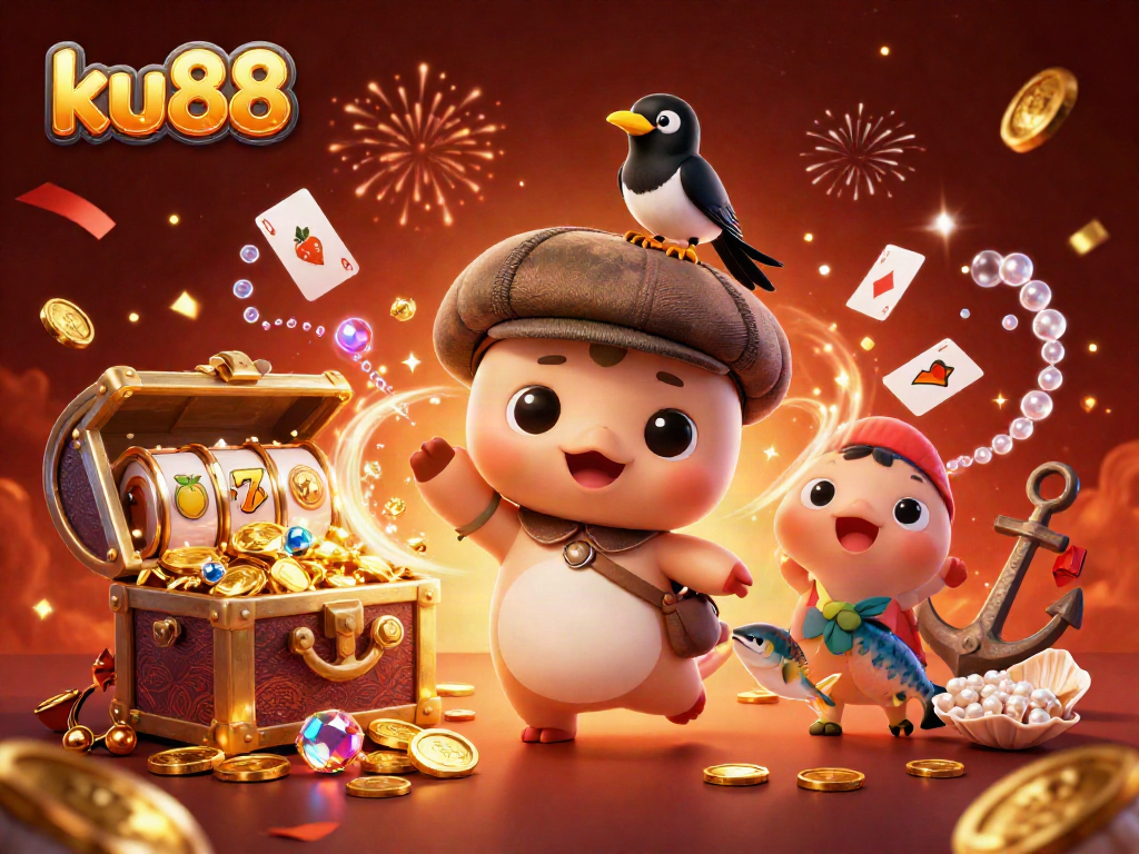 Win big with ku88 at a vibrant casino featuring a playful Nessie and exciting game elements.