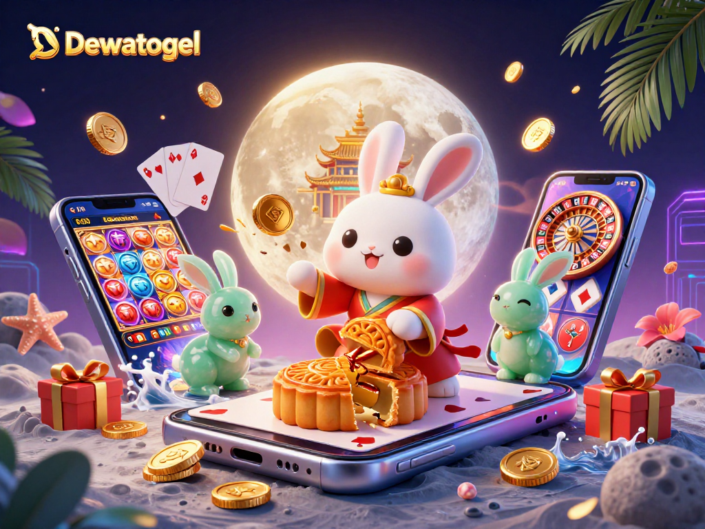 Dewatogel menggunakan karakter kelinci bulan dengan elemen kasino menggandakan kemenangan di dunia digital.