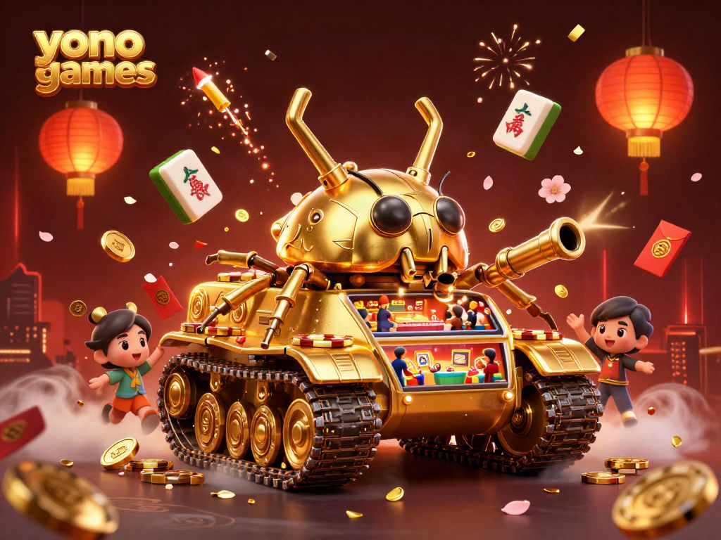 Yono games interactive experience featuring a golden beetle casino tank and dynamic game elements.