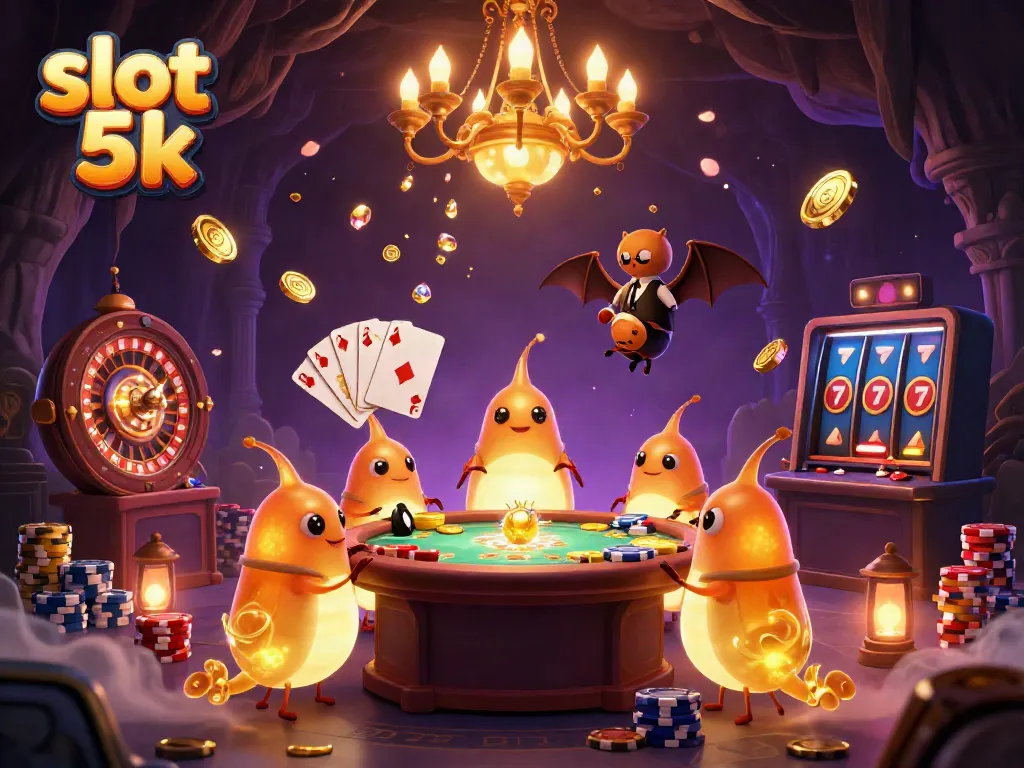 Experience the thrill of slot 5k with vibrant casino lights and rich gaming treasures