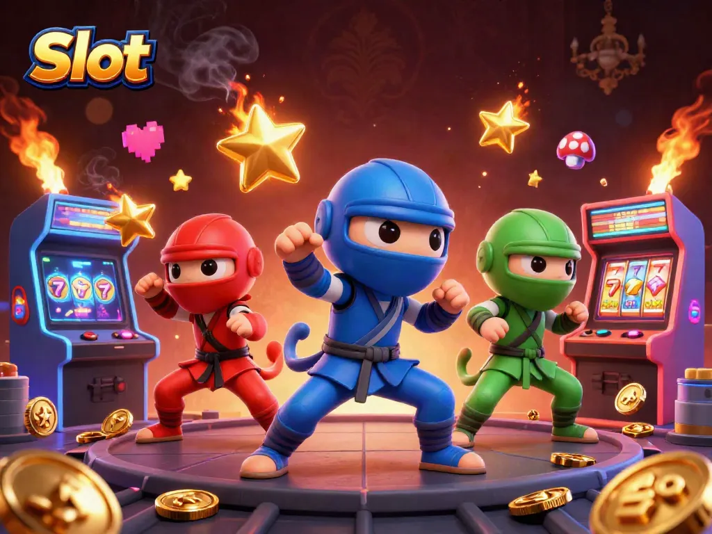 Experience thrilling Slot action with ninja chameleons in an immersive casino setting.