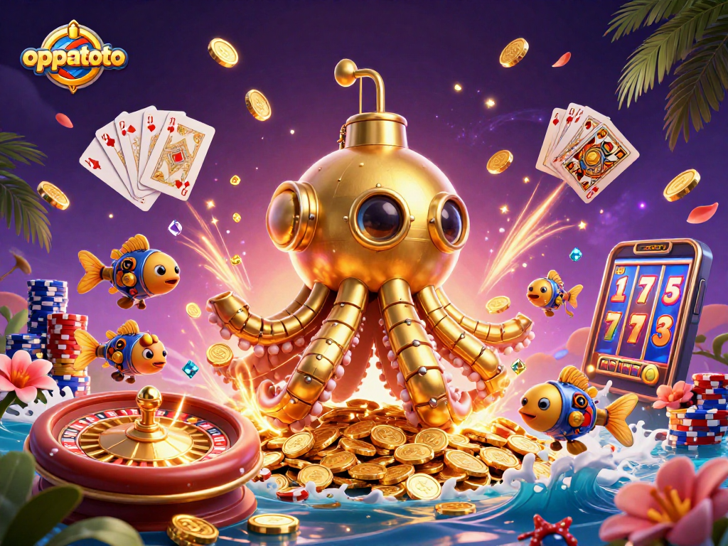 Engage with oppatoto's thrilling 3D lottery adventure featuring golden kraken and exciting game elements.