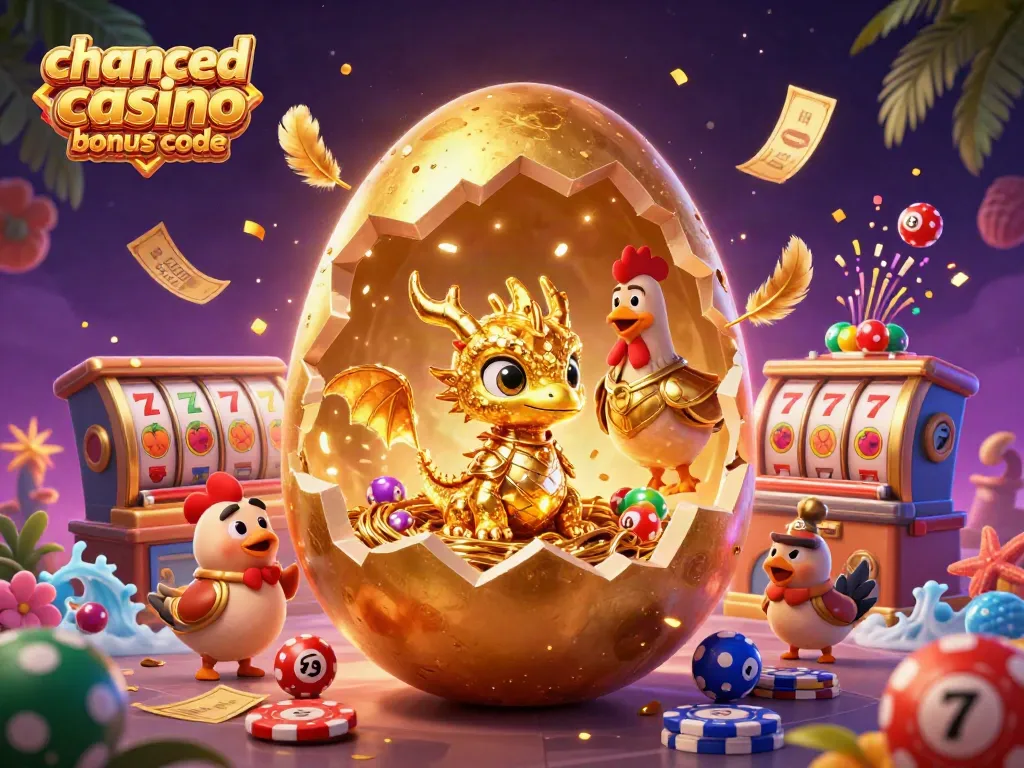 Claim exciting prizes with Chanced Casino bonus code in this colorful gaming illustration.