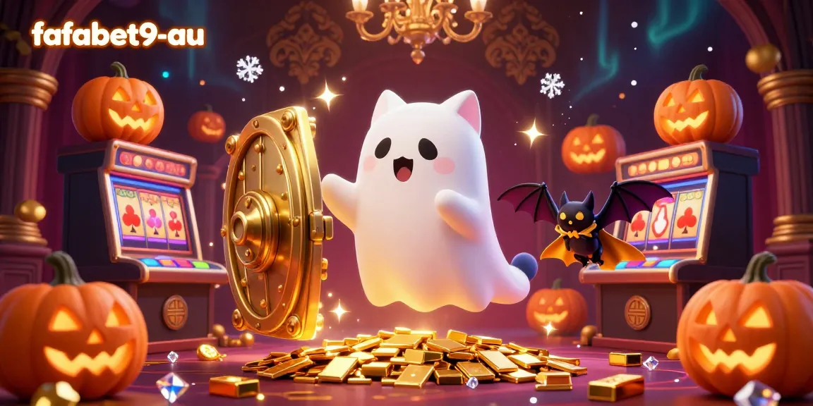 Engage with the whimsical world of fafabet9-au featuring a ghost cat in a haunted casino with treasure elements.