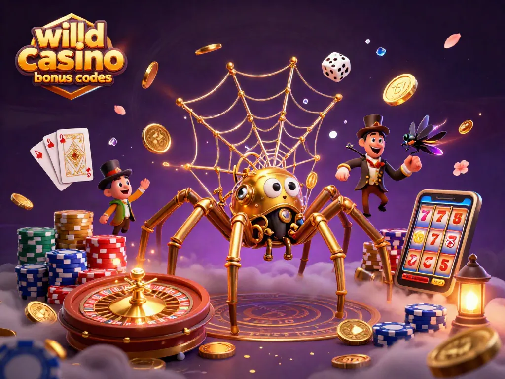 Experience thrilling wild casino bonus codes guided by a whimsical steampunk spider and playful gentleman.