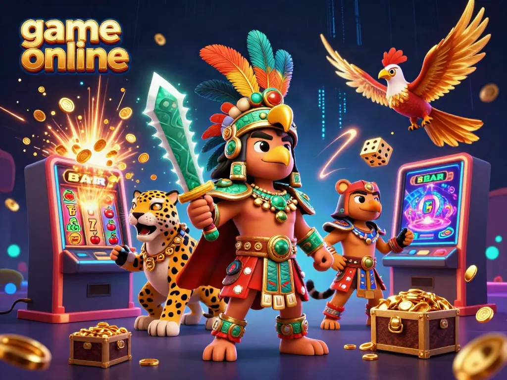 Experience thrilling game online action with Aztec warriors and jackpot symbols.