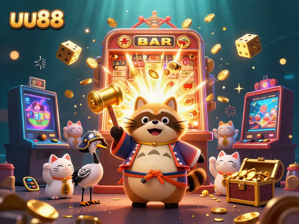 Experience the excitement of uu88 with vibrant slot machines, cheerful characters, and dynamic casino elements.