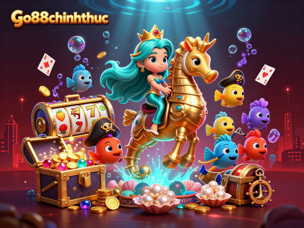 Engage with go88chinhthuc's vibrant casino adventure featuring mermaids, treasure, and games!