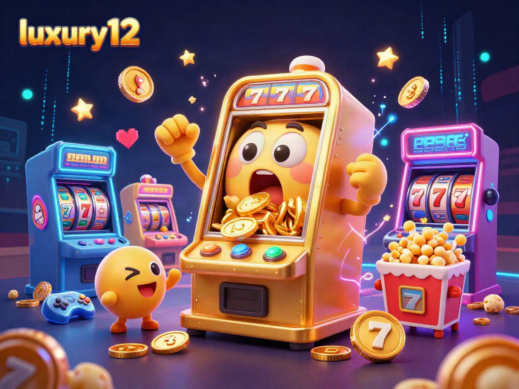 Mesin slot luxury12 menang jackpot dengan koin berlimpah, semarak permainan kasino.