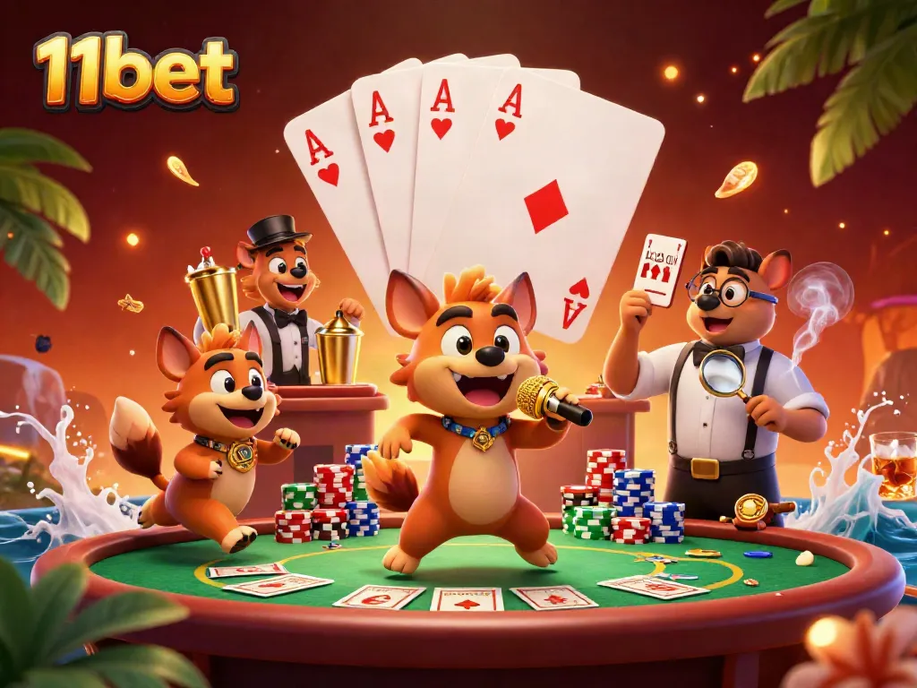 Join the excitement at 11bet casino with hyenas performing in a vibrant gaming club.