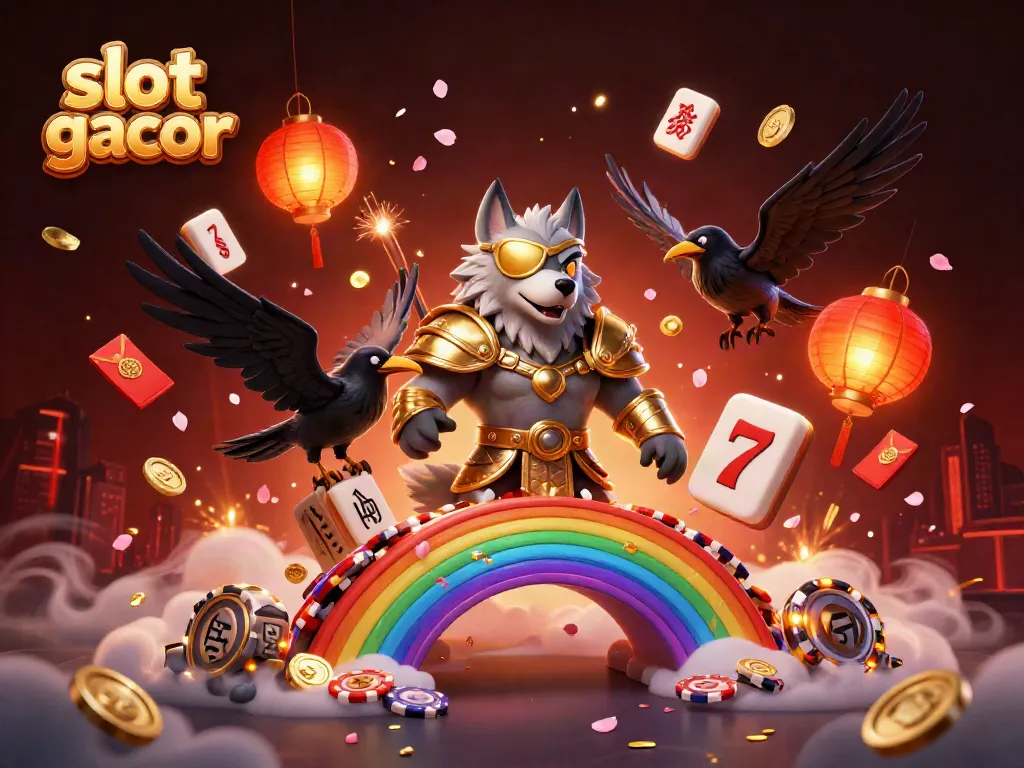 Experience the thrill of slot gacor with this vibrant casino-themed 3D illustration.