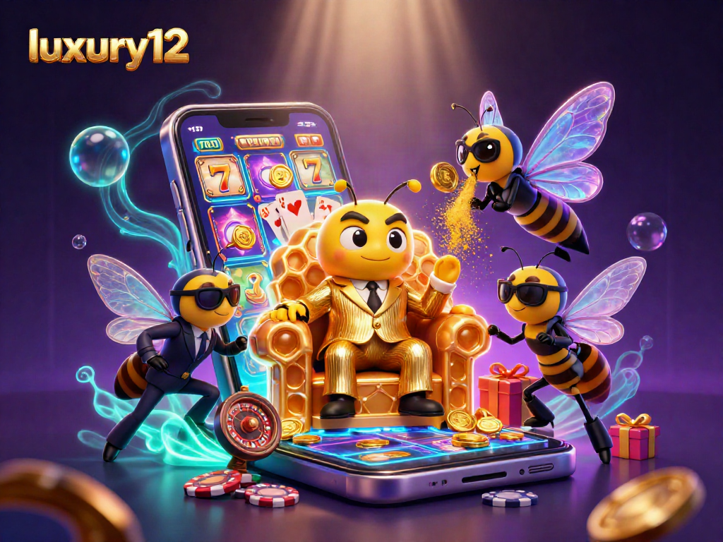 Luxury12 showcases an engaging scene with a bumblebee mob boss, rich gaming elements, and vibrant colors.