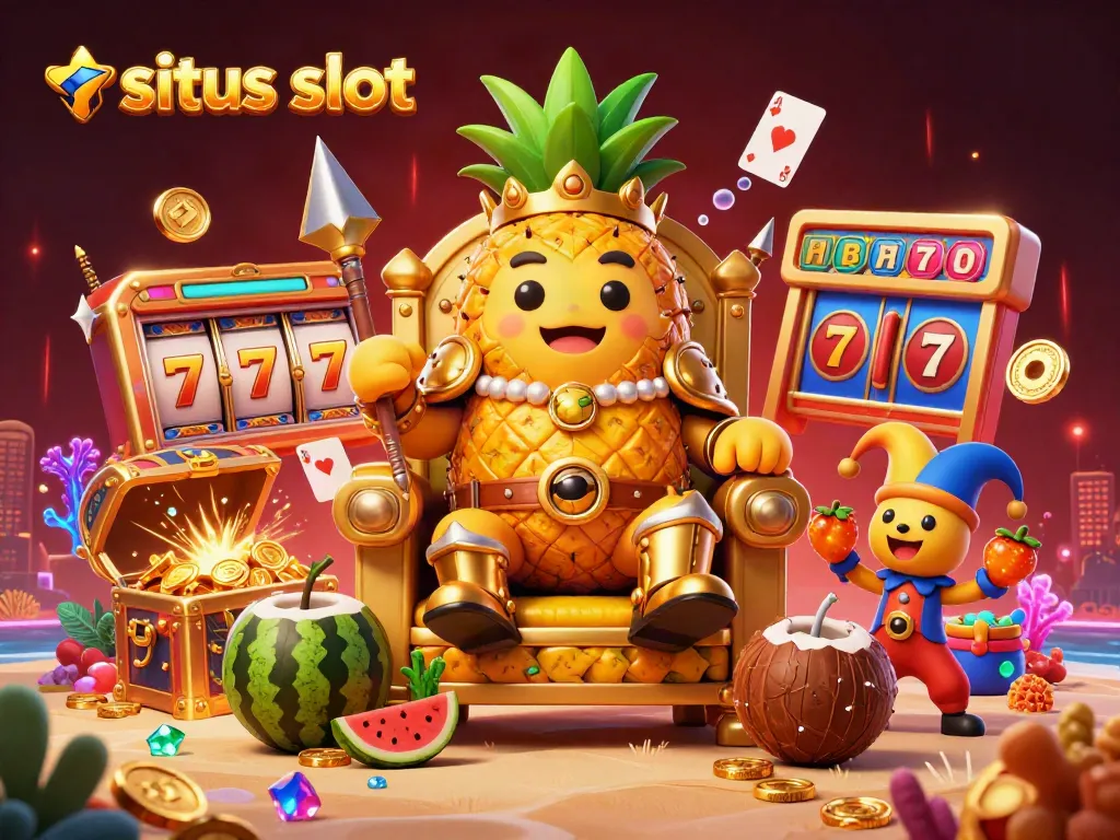 Situs slot menghadirkan aksi seru dengan raja nanas emas dan penjaga kelapa di kasino pantai yang memukau.
