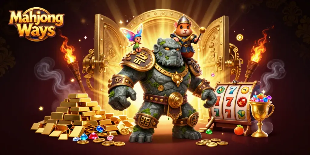 Experience the thrilling Mahjong Ways with vibrant slot reels and lucky symbols, showcasing a dynamic casino world.