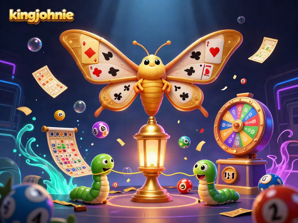 Experience kingjohnnie’s vibrant casino scene with the golden moth and lively lottery elements.