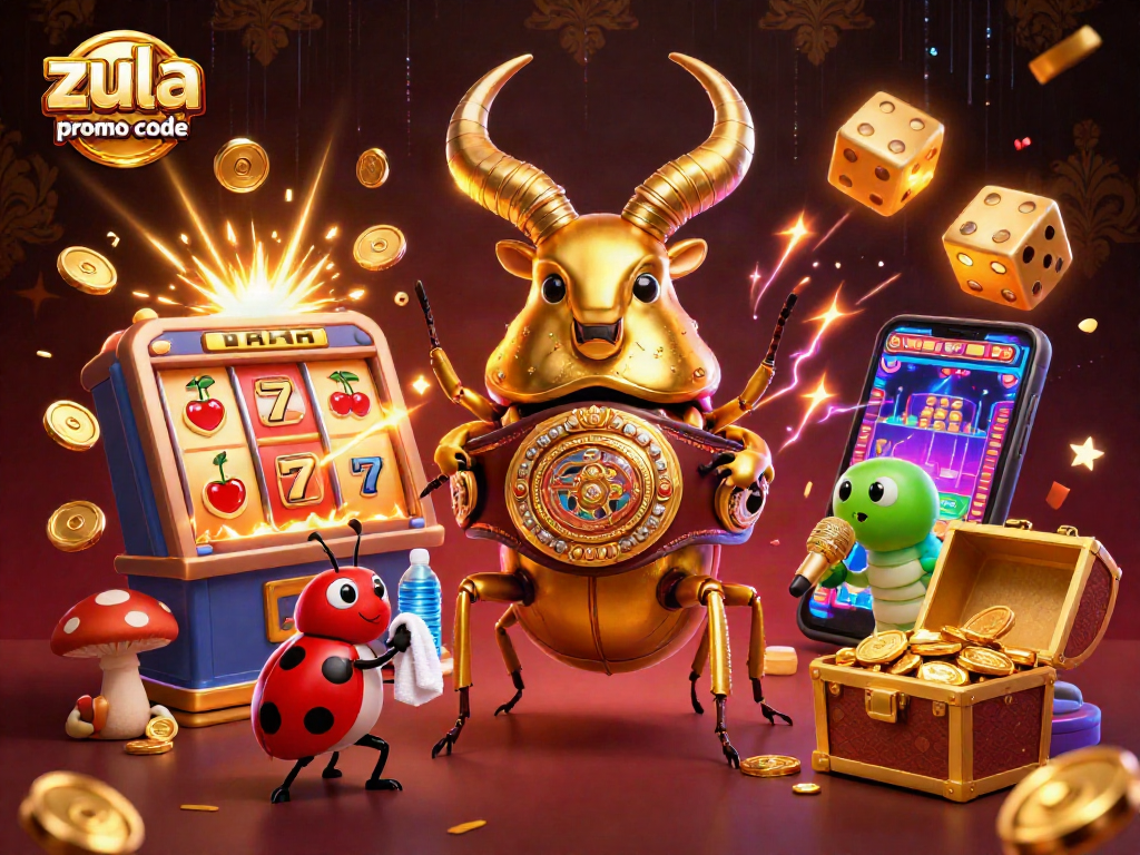 Experience fun with Zula Casino promo code and win exciting rewards in a vibrant 3D casino scene.