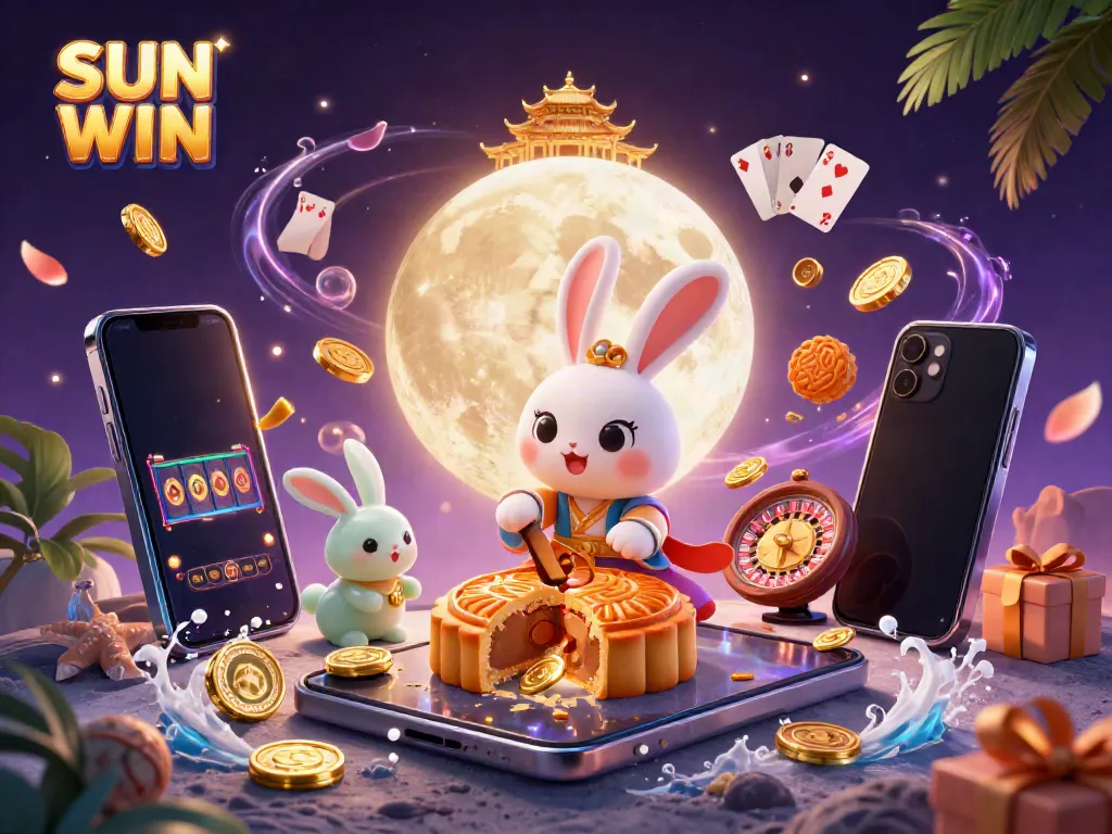 Experience the excitement of SUN WIN as the moon rabbit reveals poker chips from mooncakes.