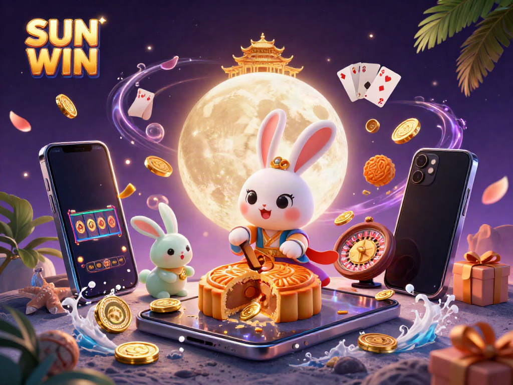 Experience the excitement of SUN WIN as the moon rabbit reveals poker chips from mooncakes.