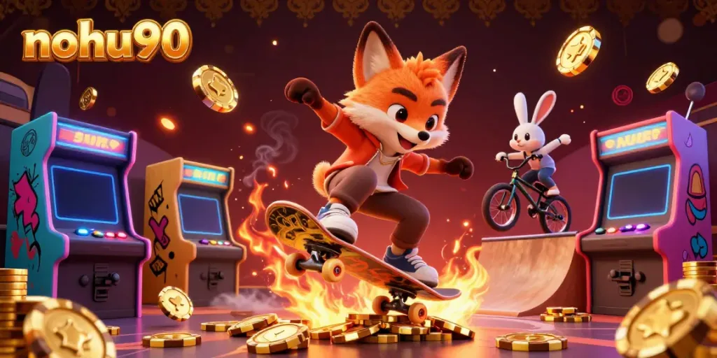 Join the fun at nohu90 with cartoon characters performing casino-themed tricks in vibrant 3D.