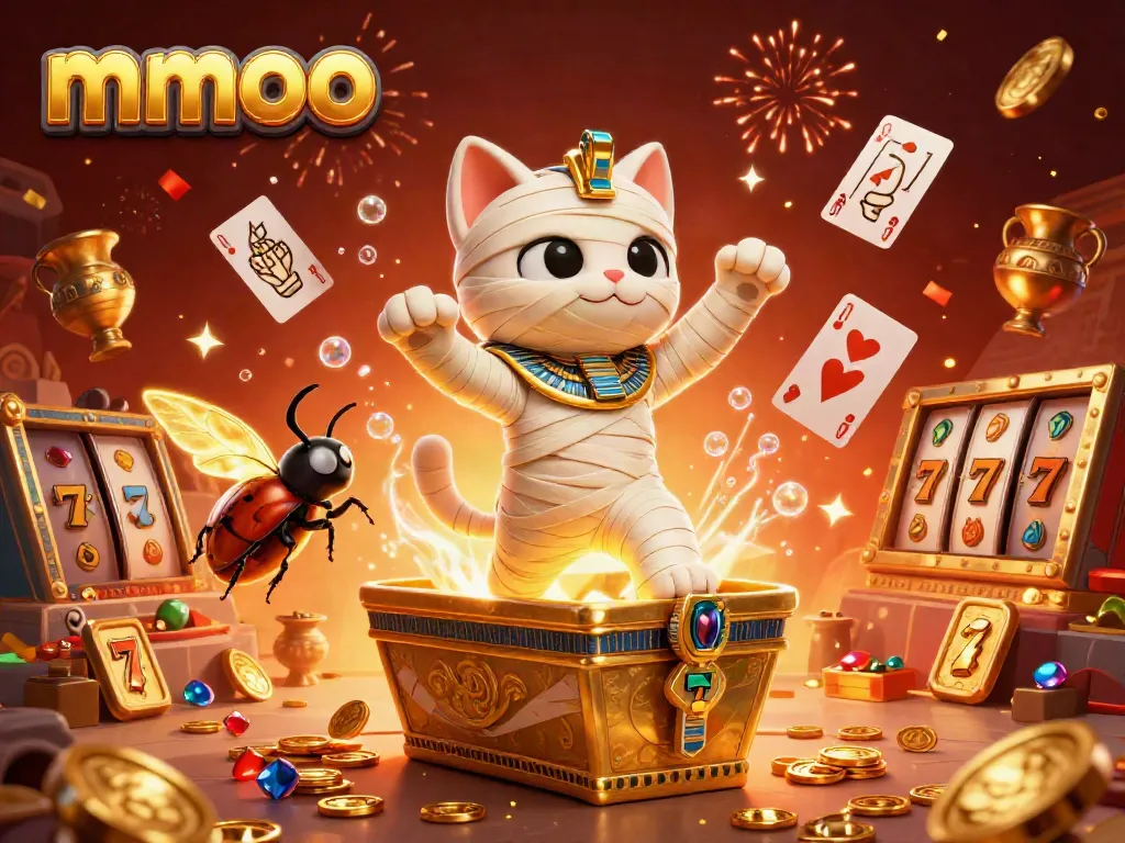 Experience thrilling slots with the mmoo Egyptian themed casino illustration featuring dynamic treasure and rich visuals