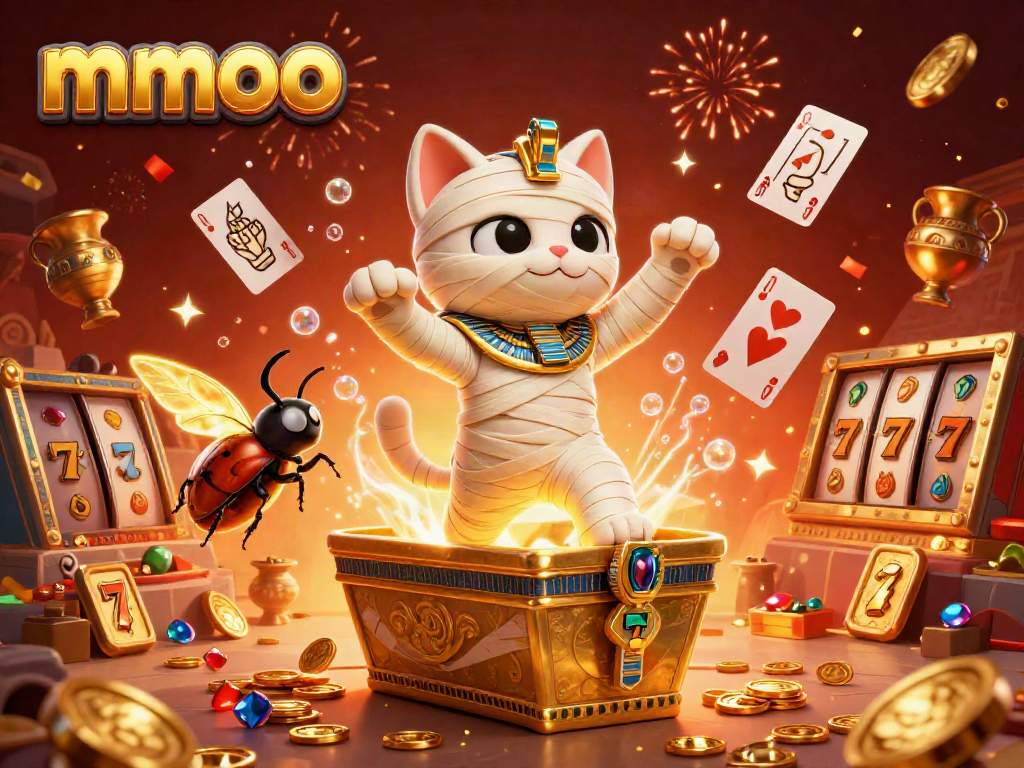 Experience thrilling slots with the mmoo Egyptian themed casino illustration featuring dynamic treasure and rich visuals