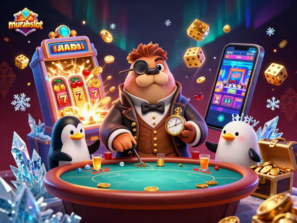 Meraih jackpot maxwin di permainan slot murahslot dengan walrus kartun yang jolly.