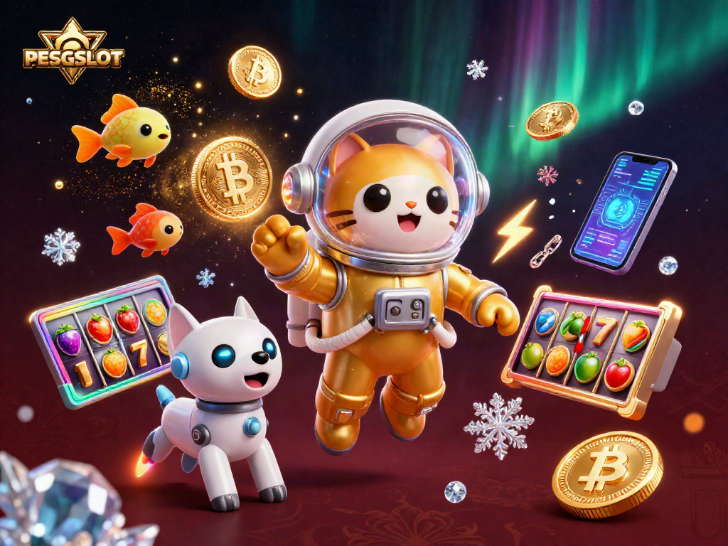 Spin to win with PESGSLOT’s vibrant, immersive gaming scene showcasing futuristic slots.