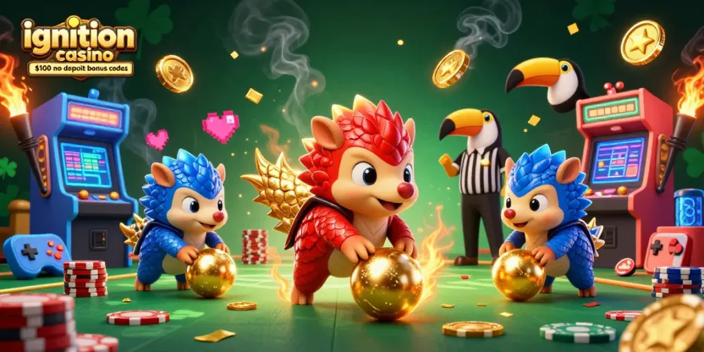 Experience the ignition casino $100 no deposit bonus codes as rival pangolins roll through poker chips in a vibrant casino.