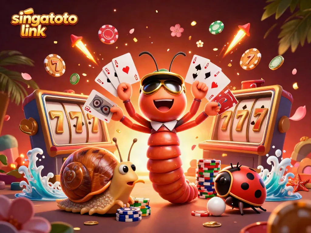 Engage with the singatoto link as vibrant characters animate a lively casino scene.