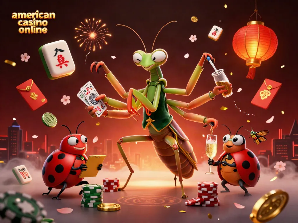Enjoy vibrant gameplay with american casino online featuring card sharp mantis, ladybug pit boss, and casino elements.