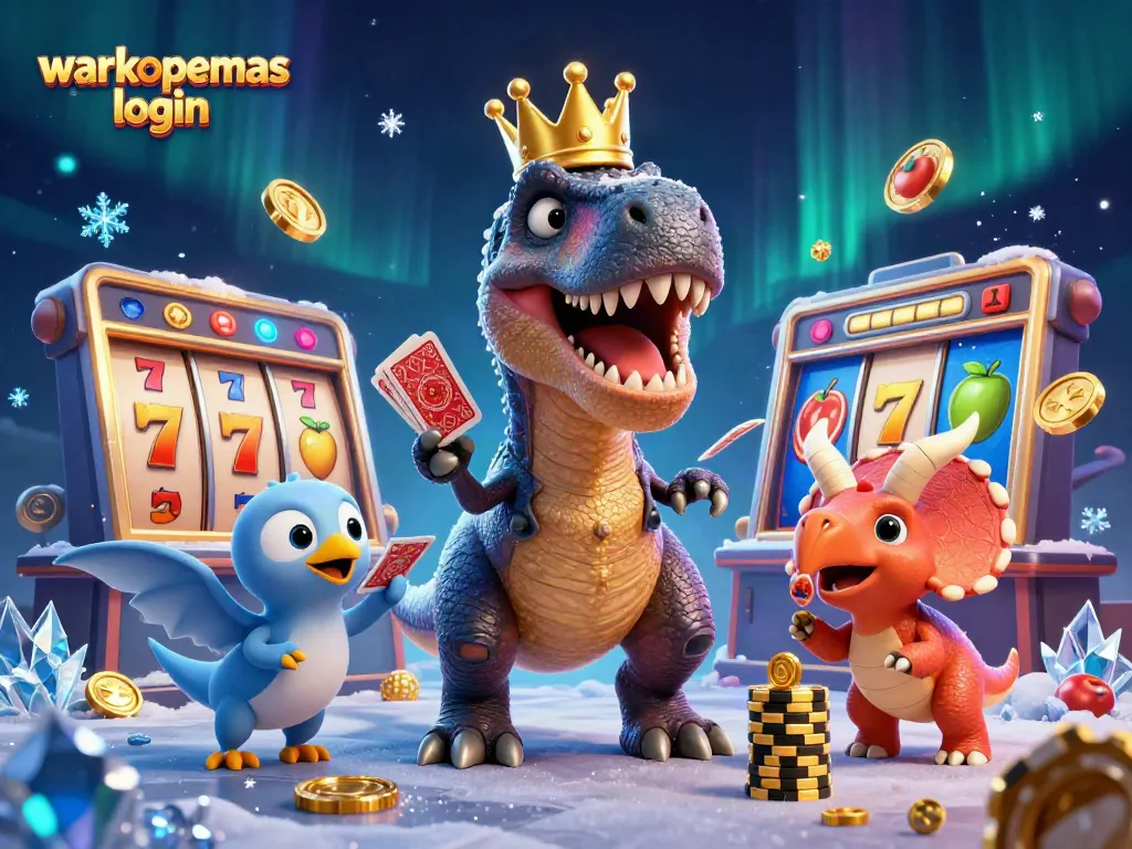 Login warkopemas untuk bermain slot dengan T-Rex dan triceratops dalam kreasi 3D yang dinamis.
