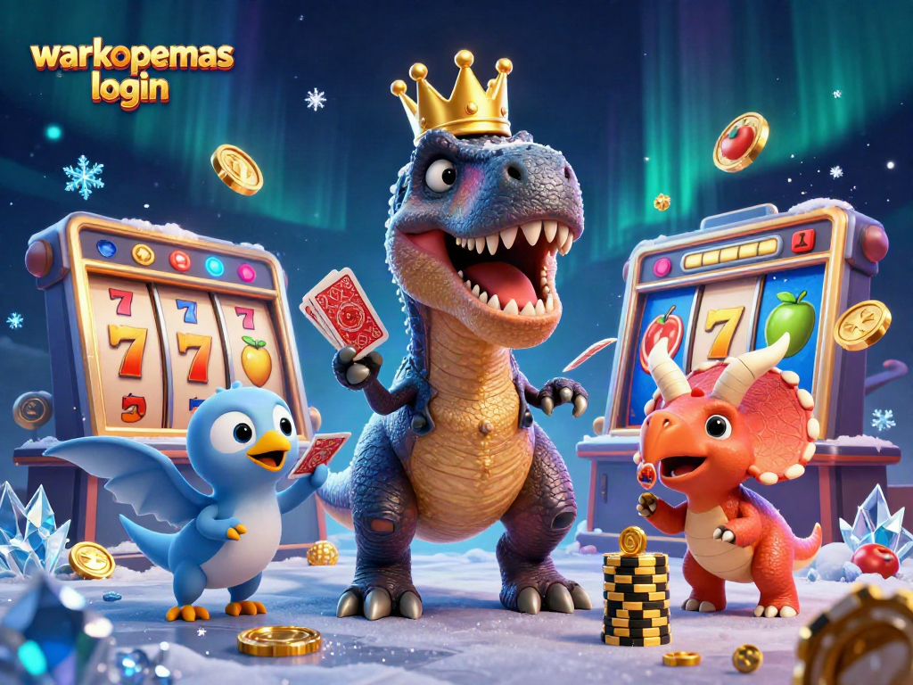 Login warkopemas untuk bermain slot dengan T-Rex dan triceratops dalam kreasi 3D yang dinamis.